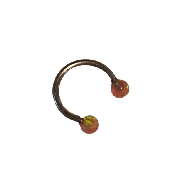 316L Surgical Steel Internally Threaded Horseshoe Barbell with Synthetic Opal - Picture 1 of 5